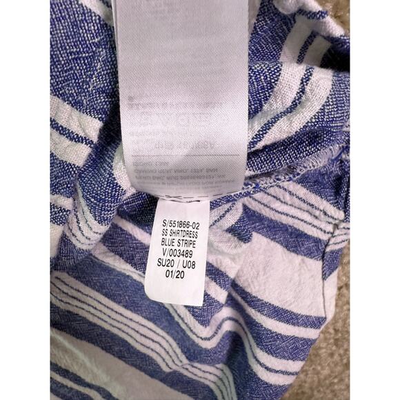 Old Navy Womens Blue/White Striped Mini Dress Linen Blend Sz Small Vacation E132 - Picture 7 of 10